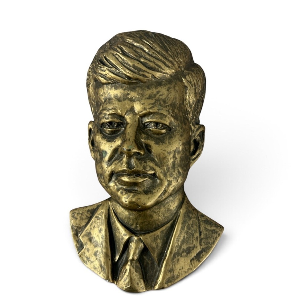 Vintage John F Kennedy JFK Wall Bust Johnals Enterprises L Mesa Bronze Tone Art